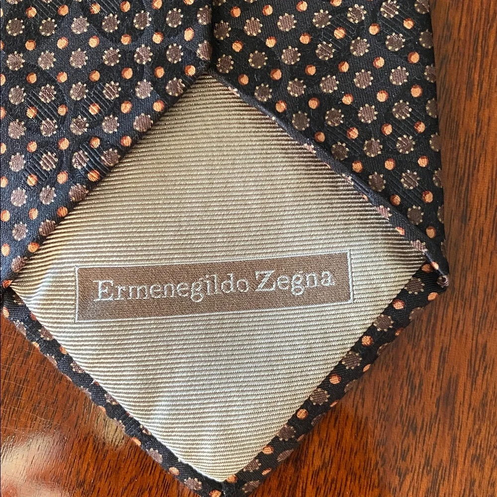 Ermenegildo Zegna black , Brown  and arrays of Taupe Floral Tie